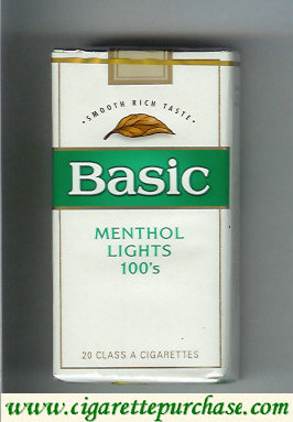 Basic Menthol Lights 100s cigarettes Smooth Rich Taste soft box